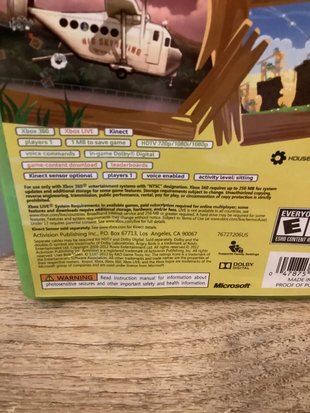 Angry Birds Trilogy Microsoft Xbox 360 works with Kinect Sensor also